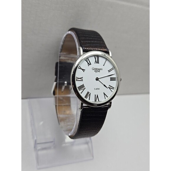 Goodman And Sons Quartz Dress Watch Roman Numerals Stainless Steel New Battery - Picture 3 of 11